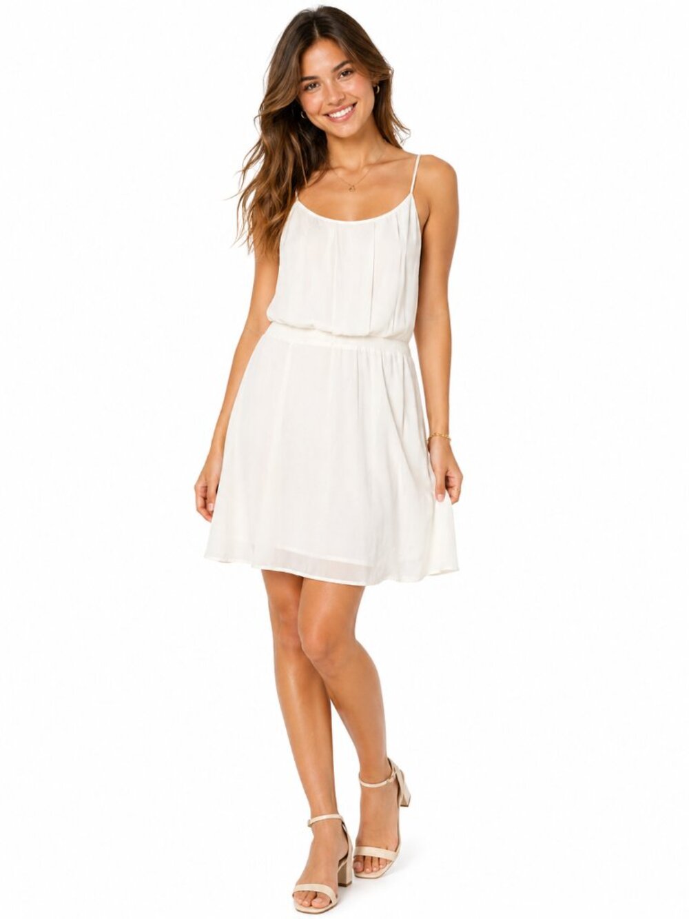 ONLY White Lace Back Summer Dress Small Sleeveless Fit Flare Casual Vacation